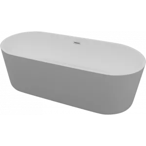 Акриловая ванна Artemis Bauci 160x80 см, отдельностоящая, овальная, с ножками, со сливом-переливом, белая матовая